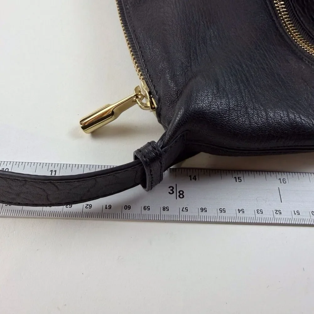 Elizabeth and James Black Pebbled Leather Hobo Bag Shoulder Strap Purse Womens